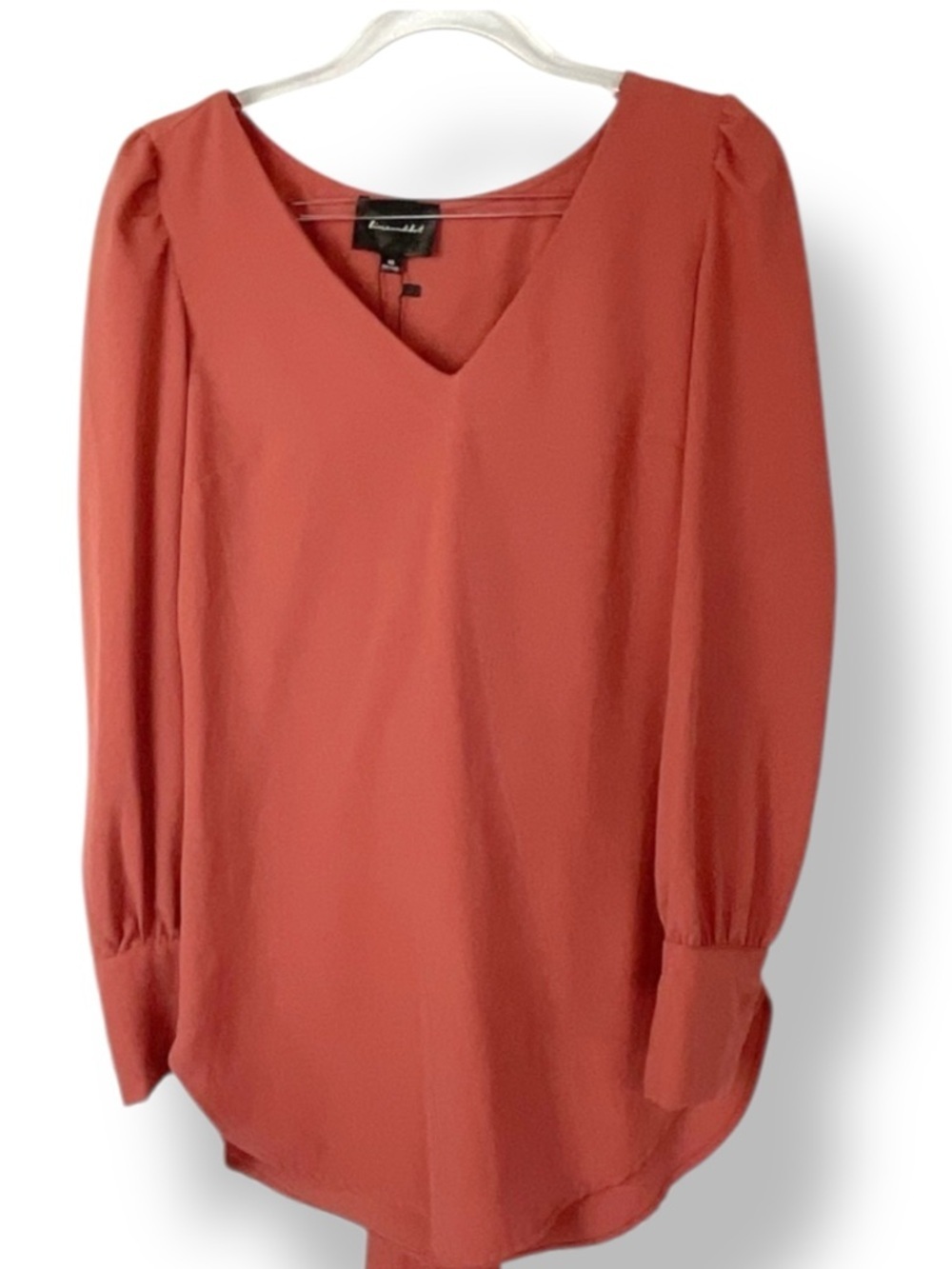 Line & Dot Top Belted Orange Pink Terra Cotta Blouse Shirt Size XS NWT